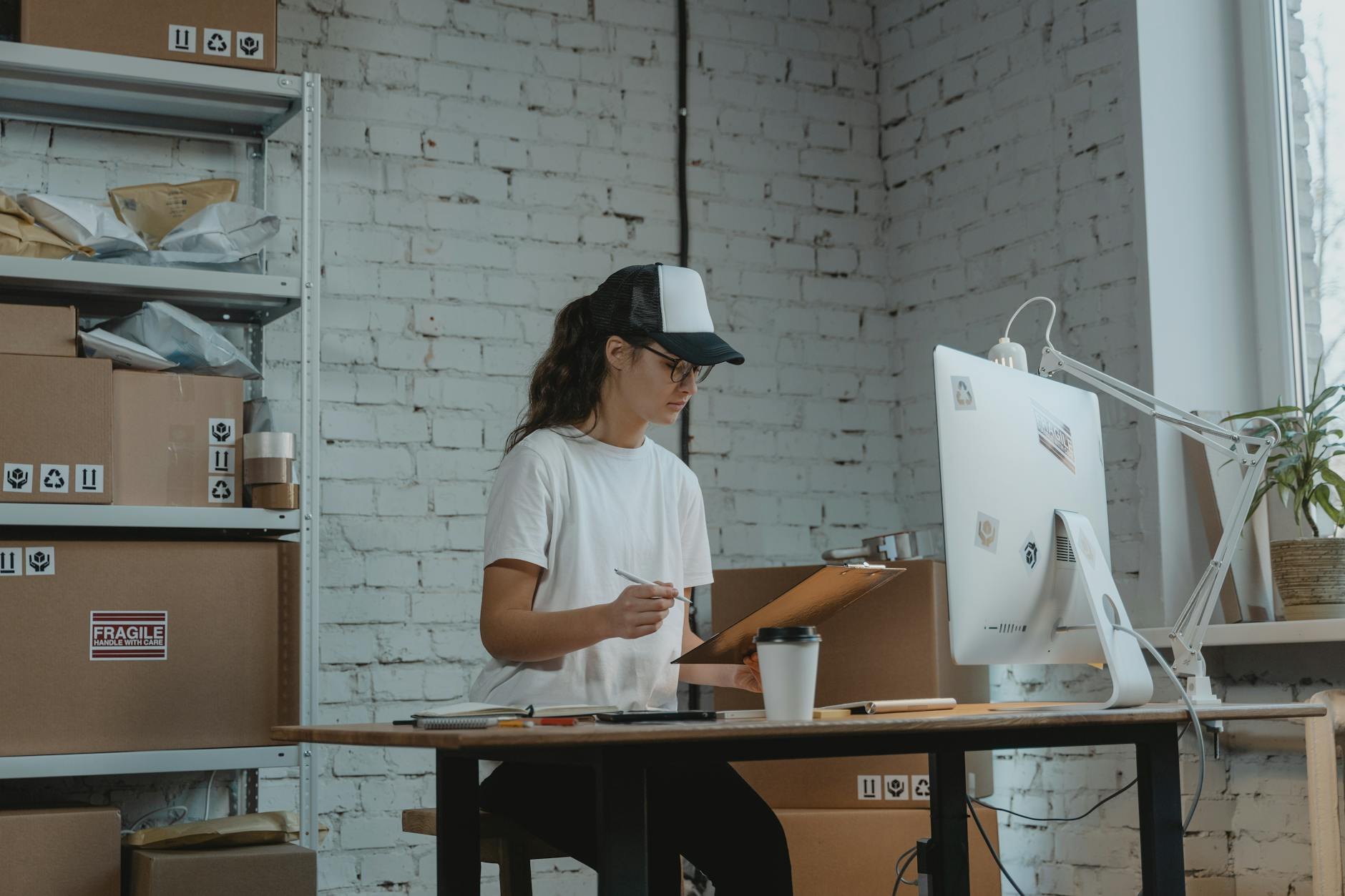 Professional decluttering and sorting of desk items